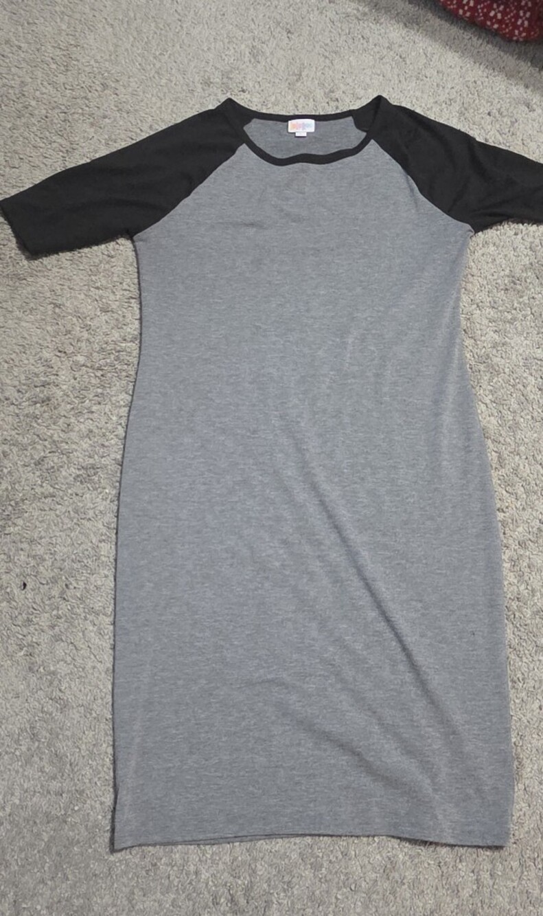 LuLaRoe Heather Gray Midi T Shirt Dress Size Large